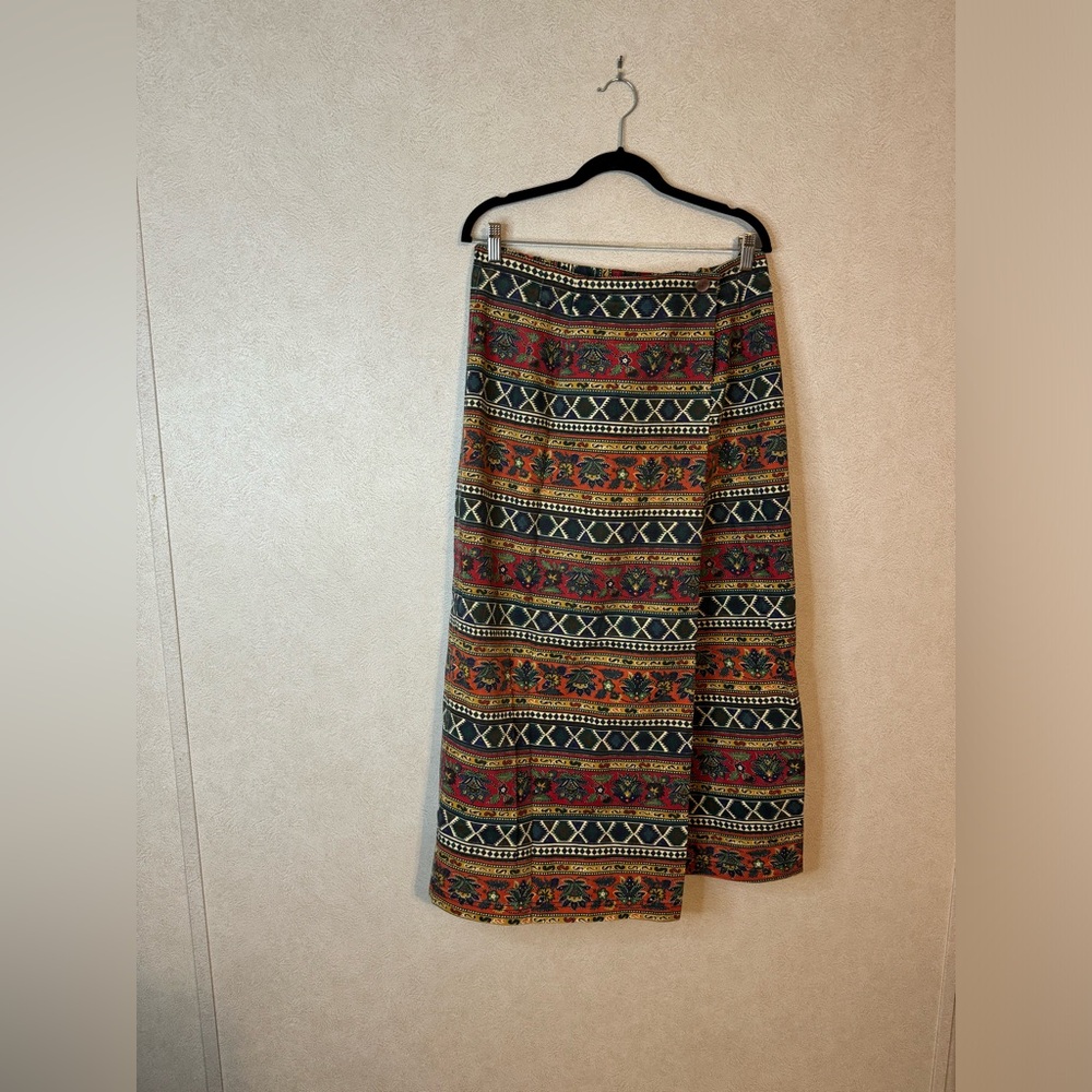 Susan Bristol Southwestern Faux Wrap Skirt Size 14